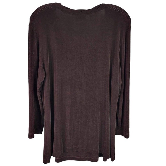 Chicos Tunic Women’s Brown Top Size 2 ? US 14/16 Large Long Sleeve Slinky Knit - Picture 3 of 8
